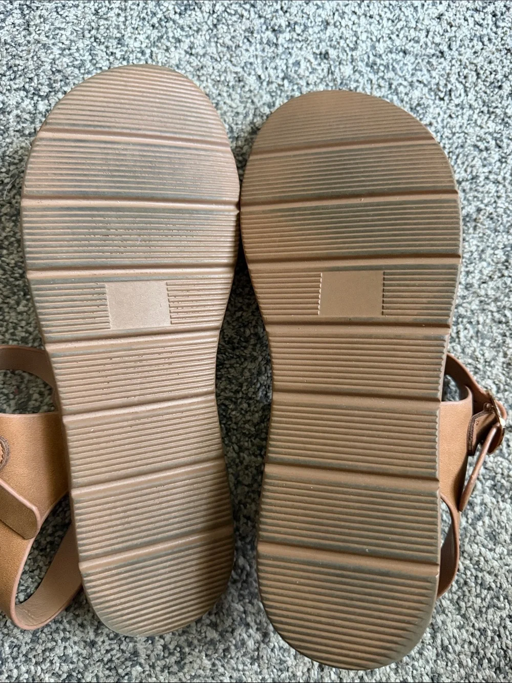 Soda Tan Two-Strap Ankle Buckle Sandals